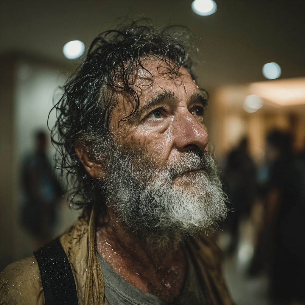 Un hombre empapado | Fuente: Midjourney