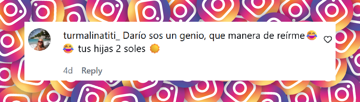 Comentario de una usuaria sobre la publicación de Darío Barassi junto a sus dos hijas, Inés y Emilia, en su programa de televisión | Fuente: Instagram/dariobarassi