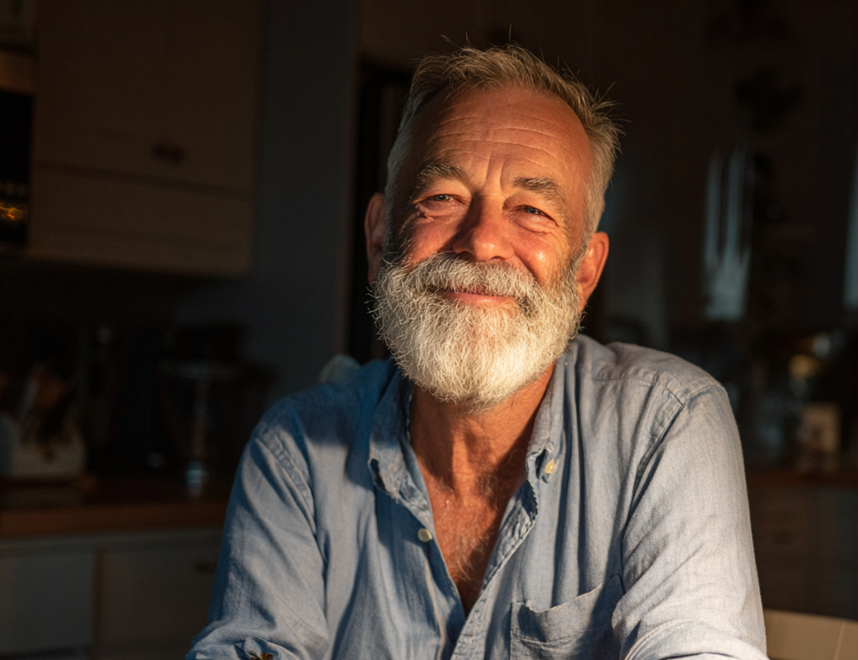 Primer plano de un anciano sonriente | Fuente: Midjourney