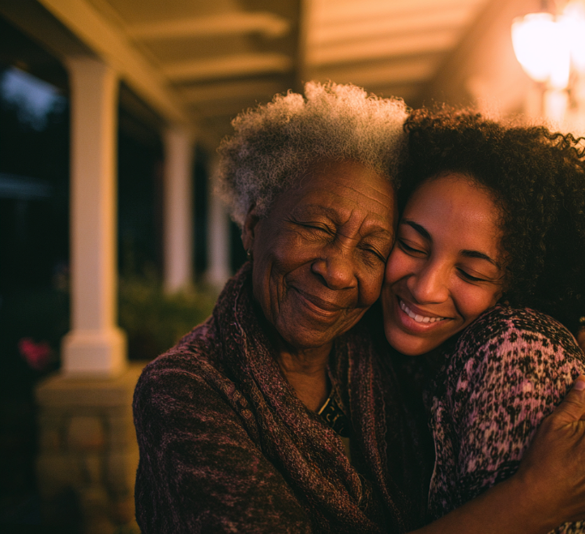 Una mujer abraza a su nieta | Fuente: Midjourney