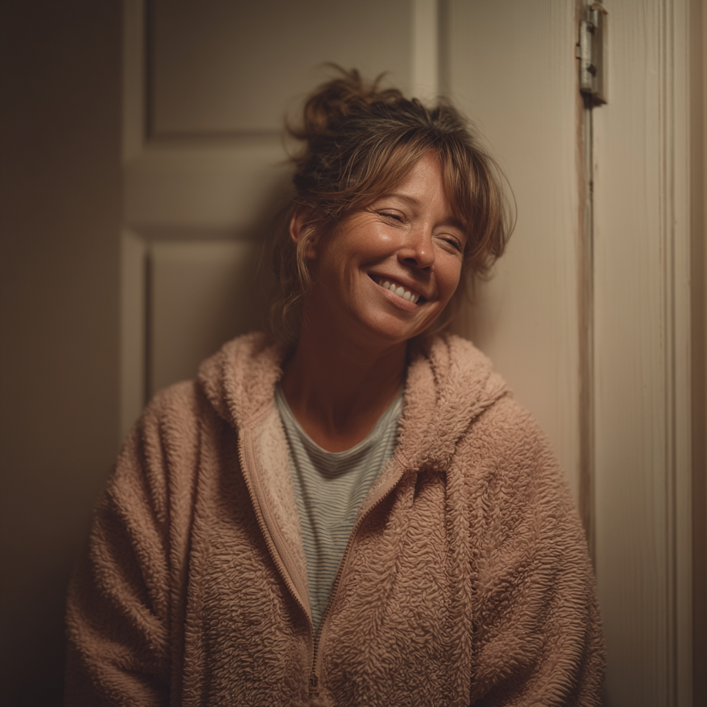 Una mujer feliz dentro de casa | Fuente: Midjourney