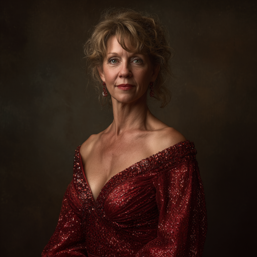 Una mujer con un vestido rojo | Fuente: Midjourney