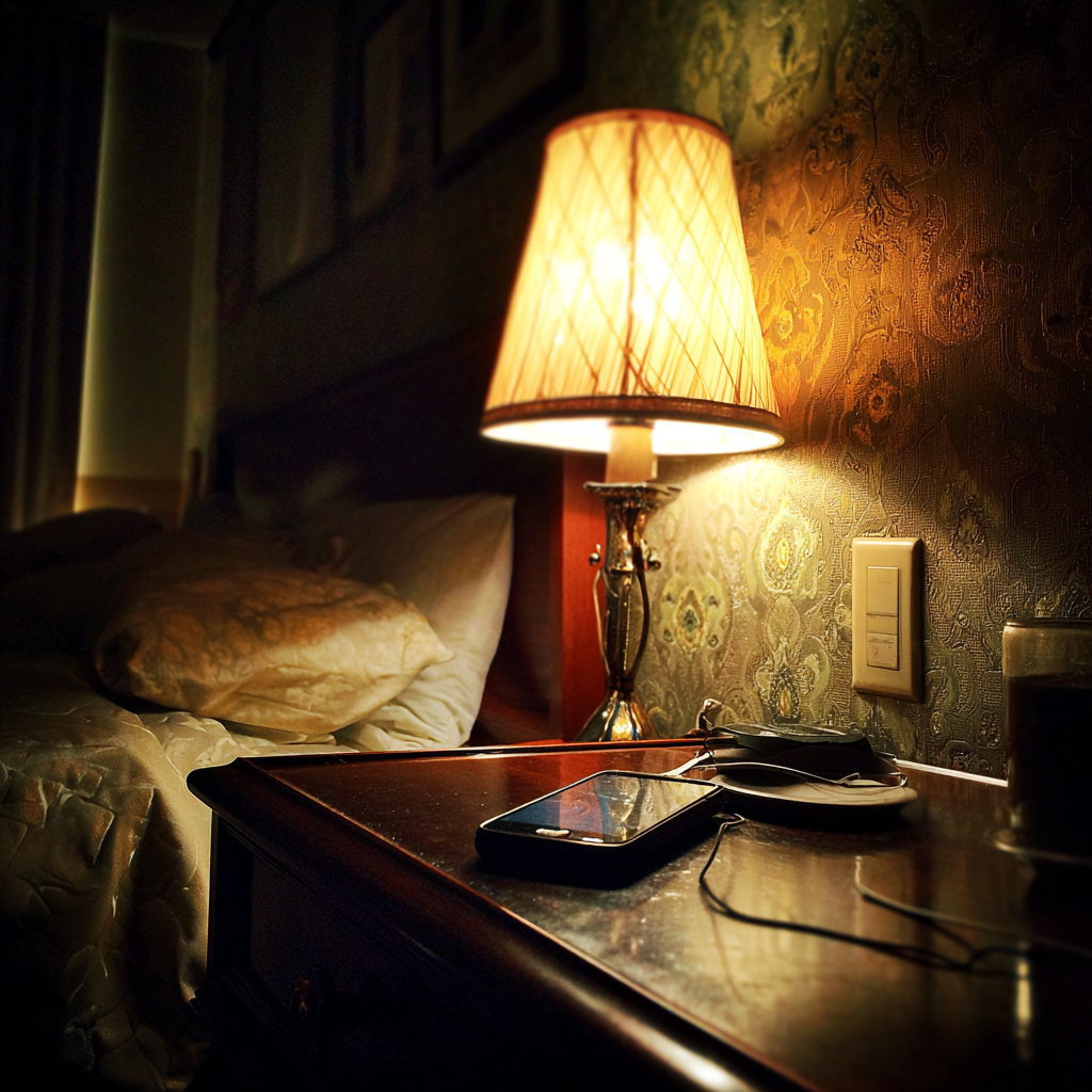 Un móvil en una mesilla de noche | Fuente: Midjourney