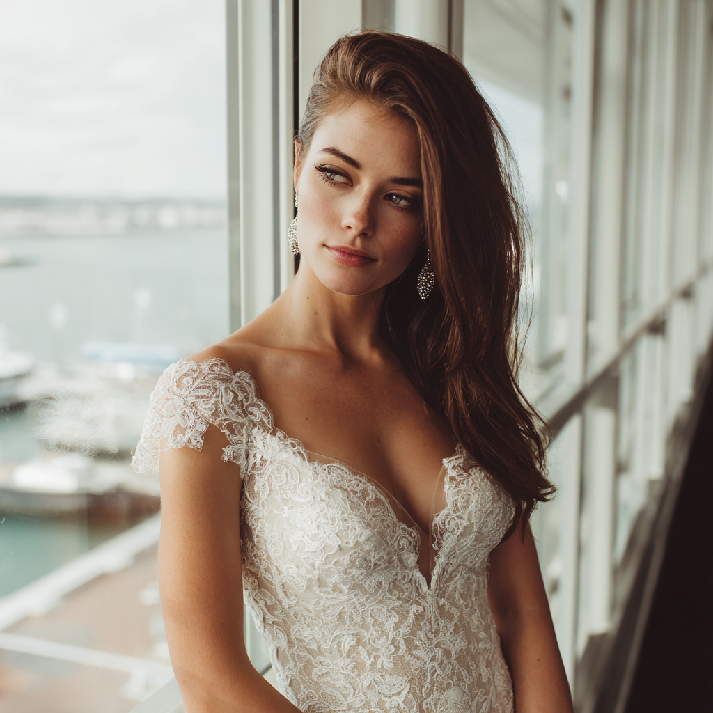 Una novia con un vestido de encaje | Fuente: Midjourney