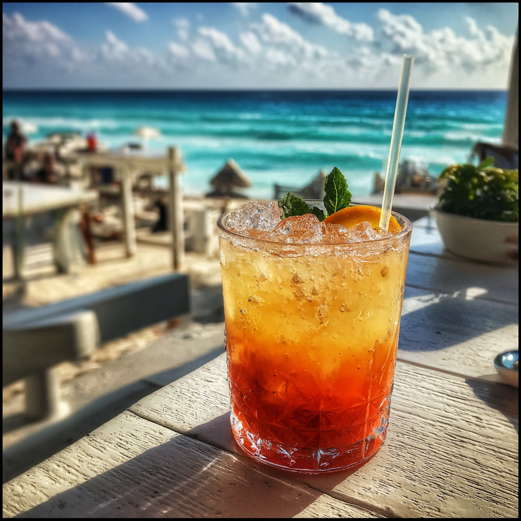 Un cóctel en la playa | Fuente: Midjourney