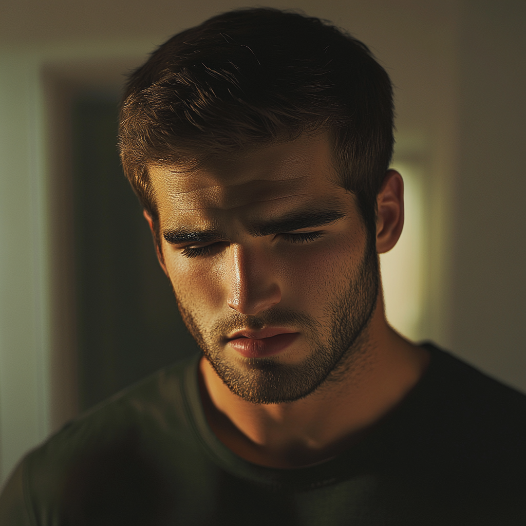 Un hombre angustiado | Fuente: Midjourney