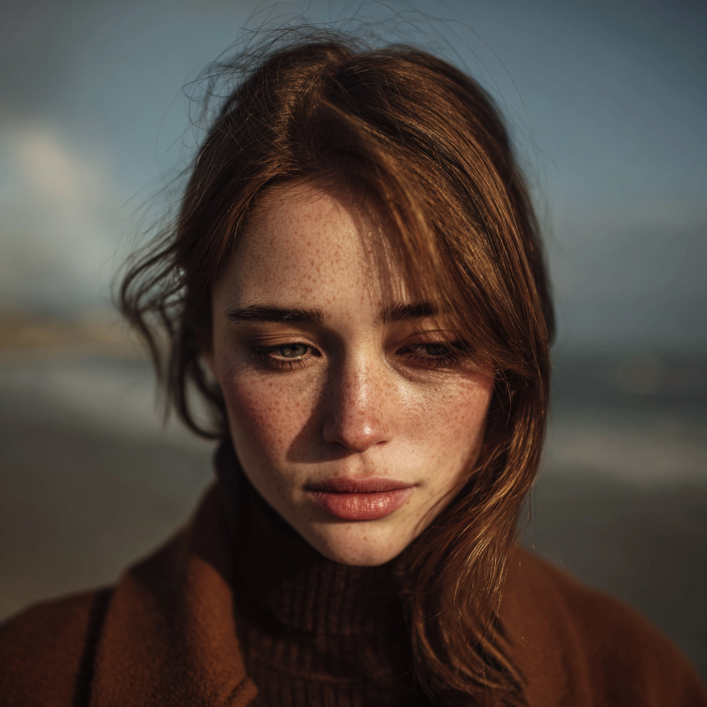Una mujer emocionada en la playa | Fuente: Midjourney