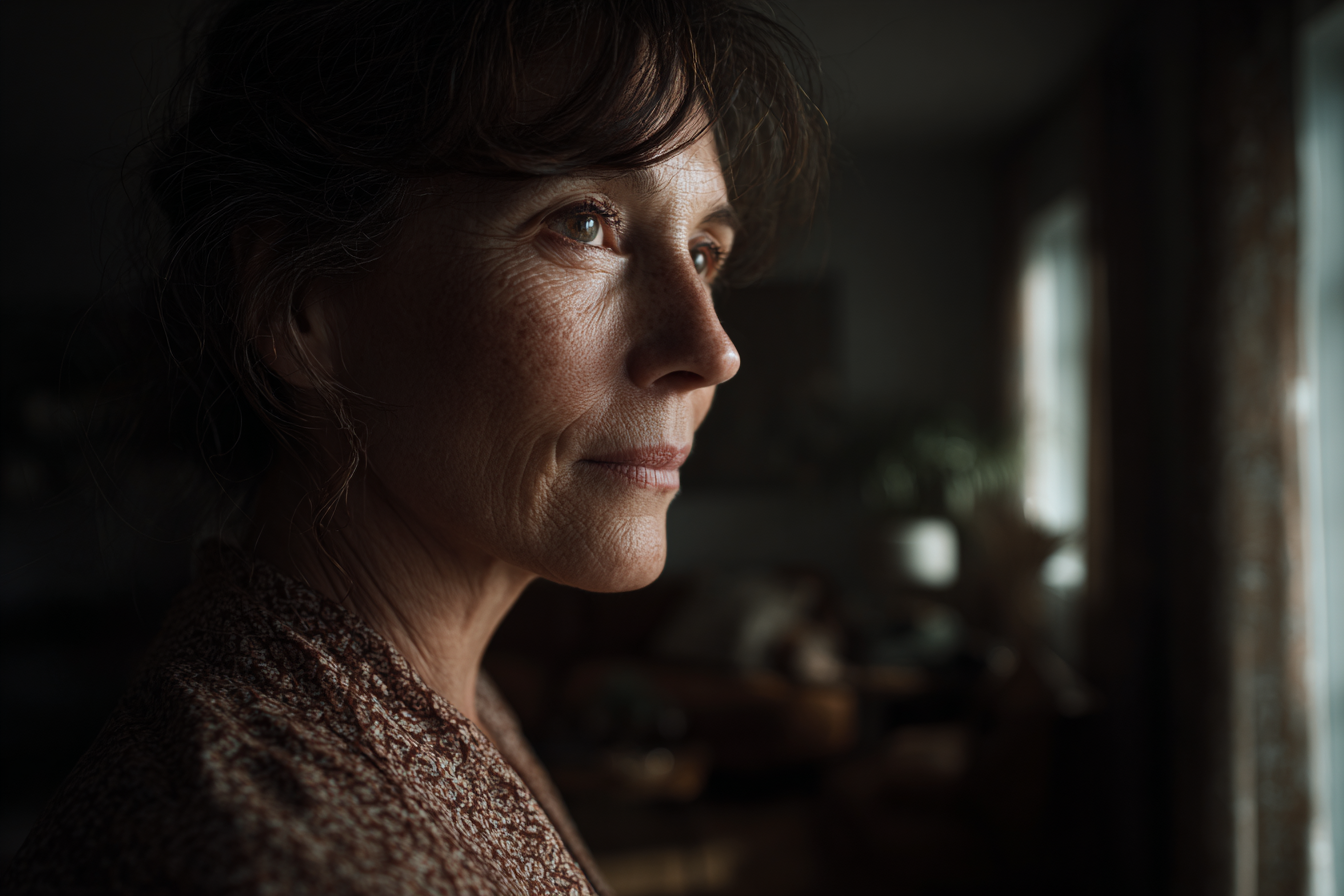 Una mujer junto a una ventana | Fuente: Midjourney