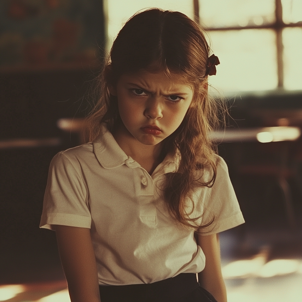 Una chica frunciendo el ceño | Fuente: Midjourney