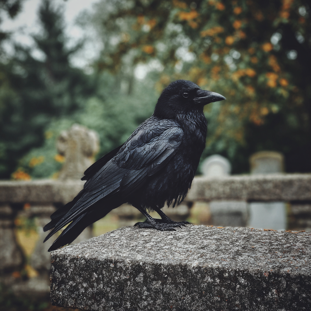 Un cuervo en un cementerio | Fuente: Midjourney