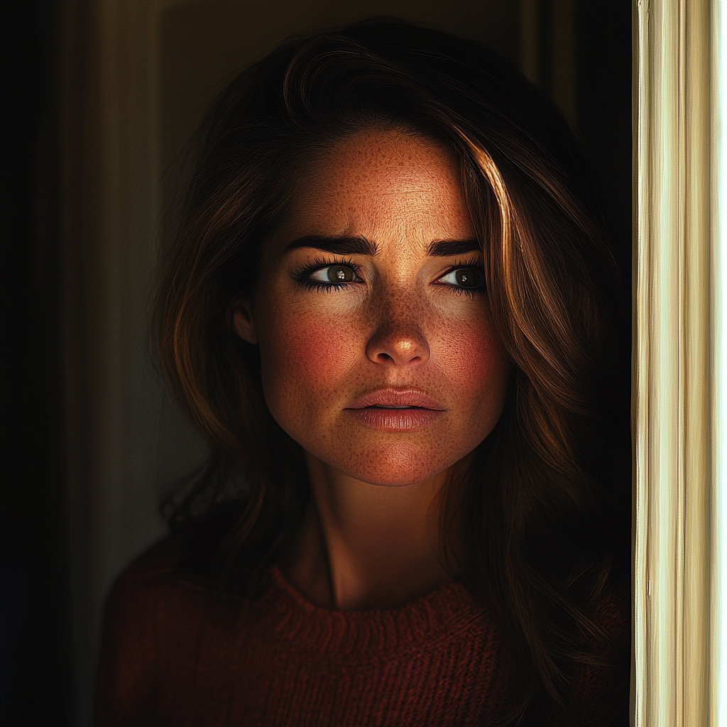 Una mujer angustiada | Fuente: Midjourney