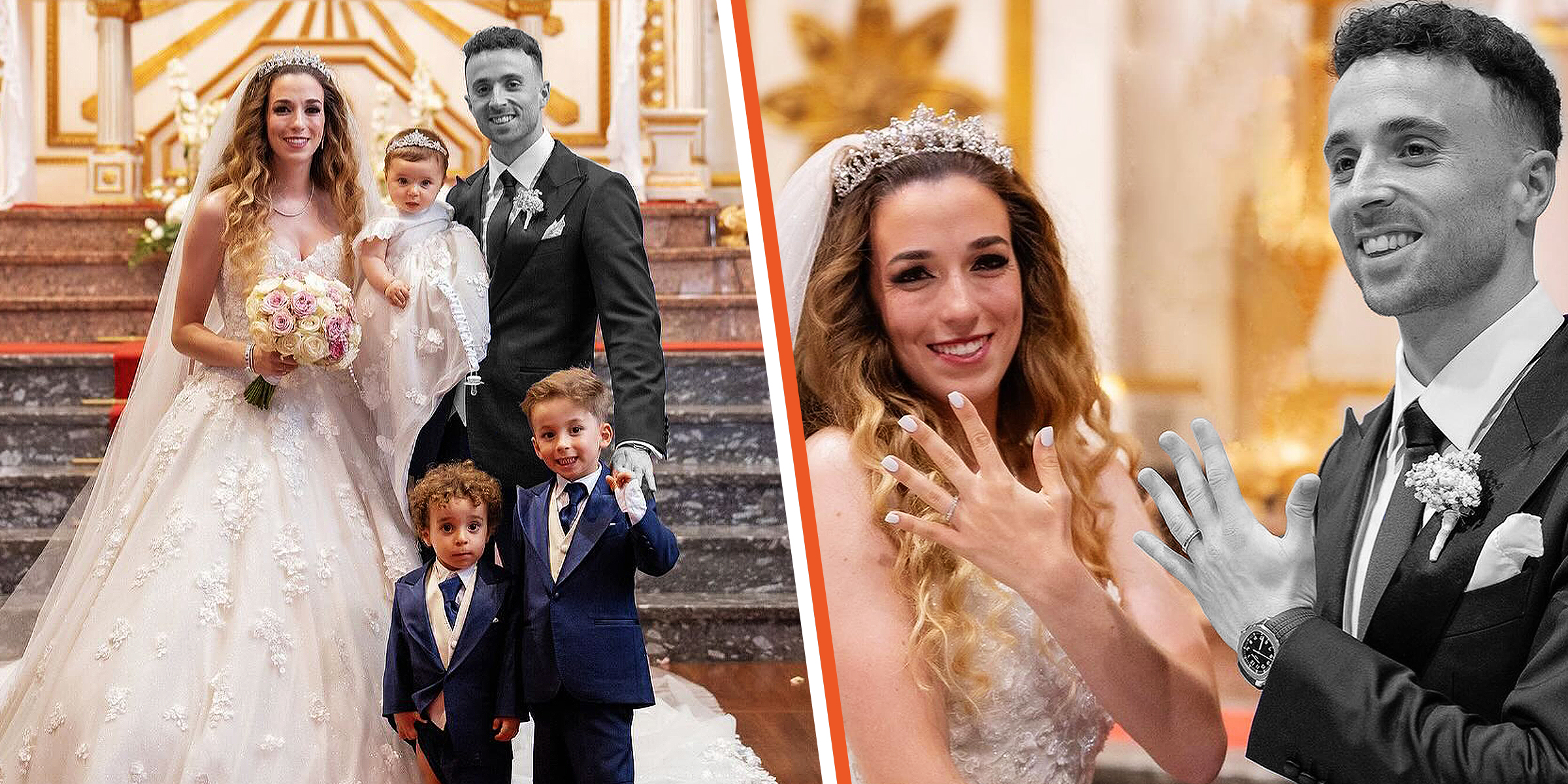 Rute Cardoso y Diogo Jota con sus hijos | Rute Cardoso y Diogo Jota en su boda | Fuente: instagram.com/rutecfcardoso