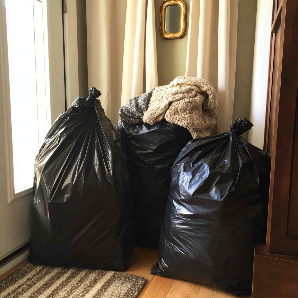 Tres bolsas de basura negras | Fuente: Midjourney