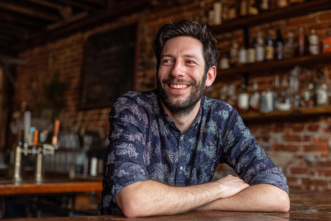Un hombre sonriendo a alguien | Fuente: Midjourney