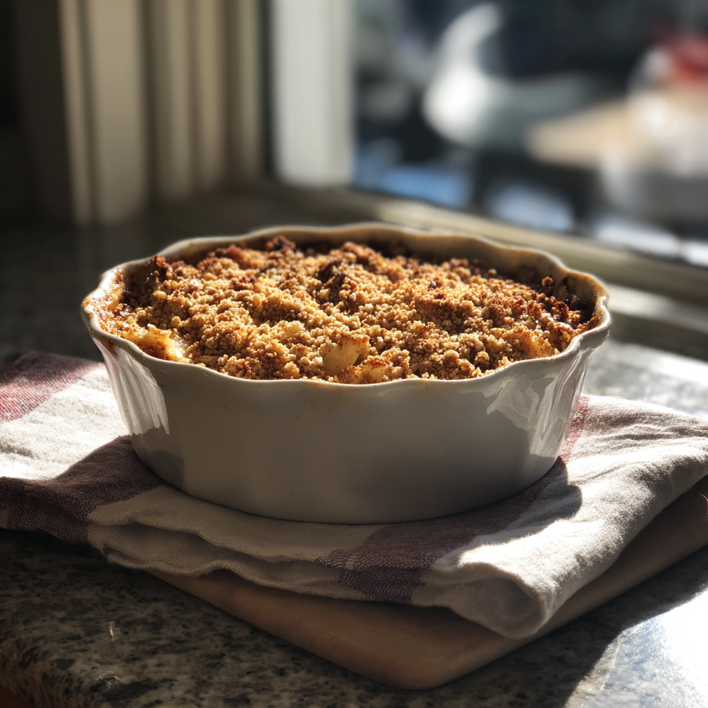 Un crujiente de manzana al horno | Fuente: Midjourney