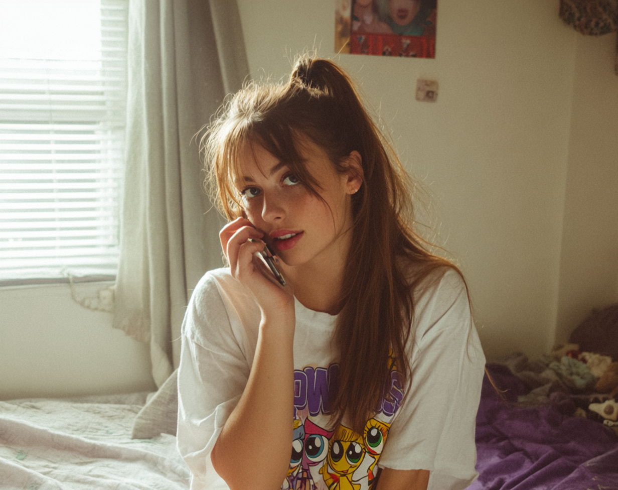 Una adolescente hablando por teléfono | Fuente: Midjourney
