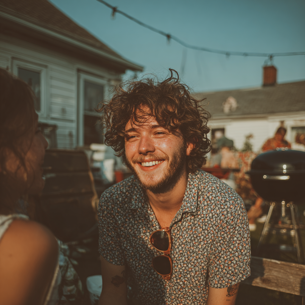 Un hombre hablando con una mujer en una fiesta | Fuente: Midjourney