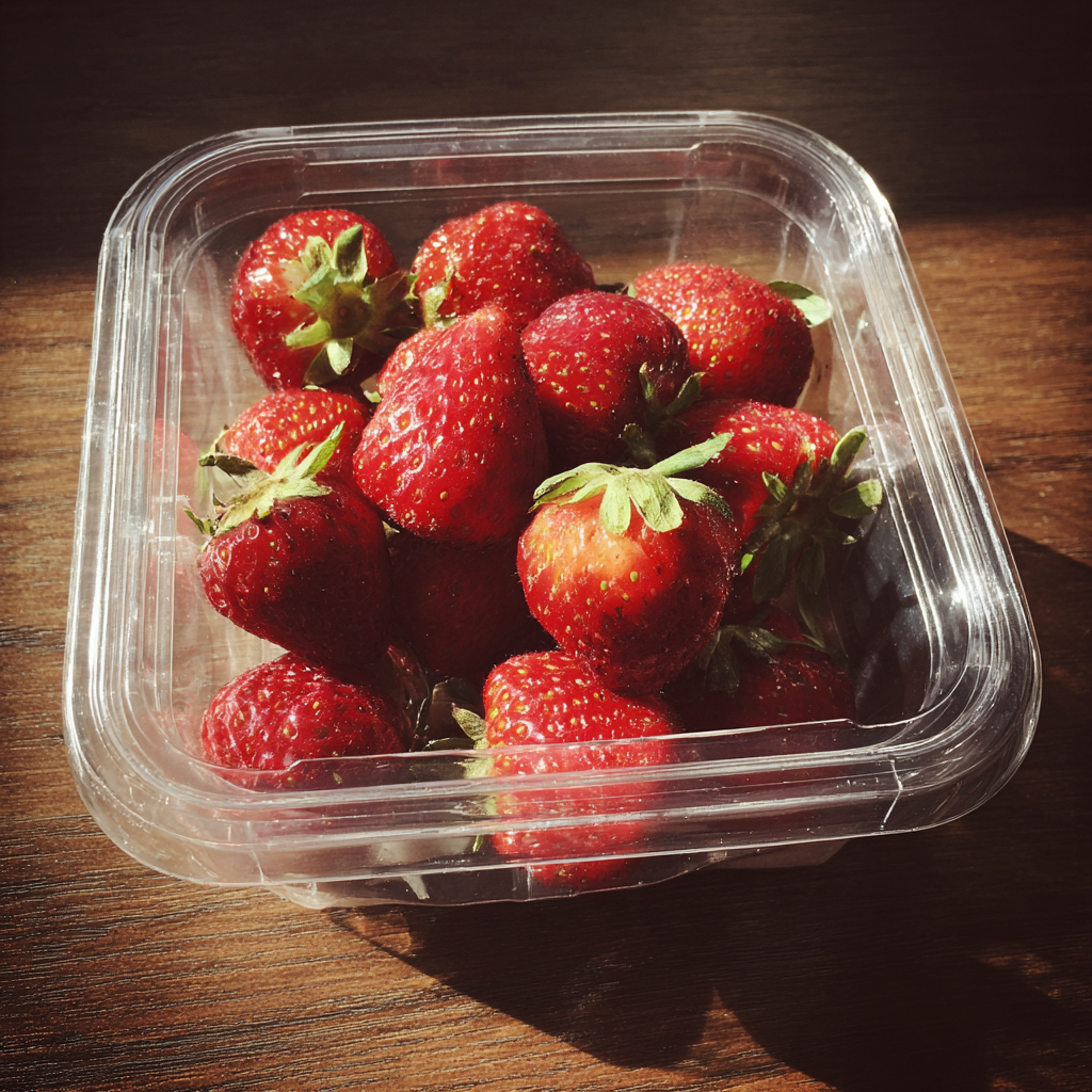 Un contenedor de fresas | Fuente: Midjourney