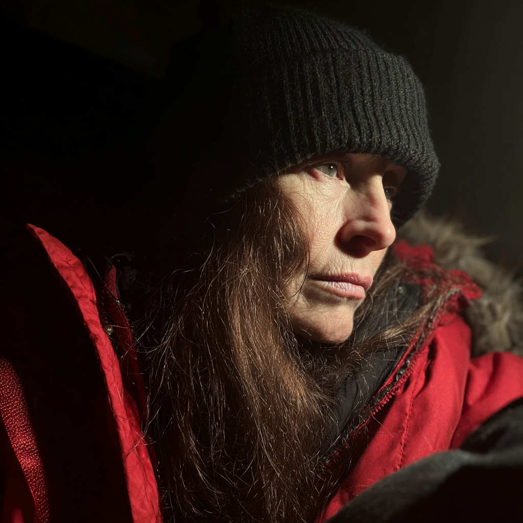 Primer plano de una mujer mayor con un abrigo de invierno | Fuente: Midjourney