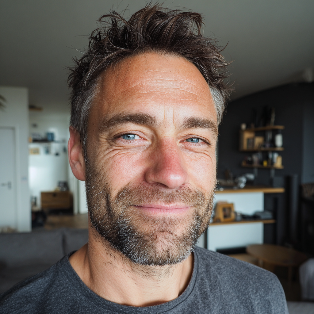 Primer plano de un hombre sonriente | Fuente: Midjourney