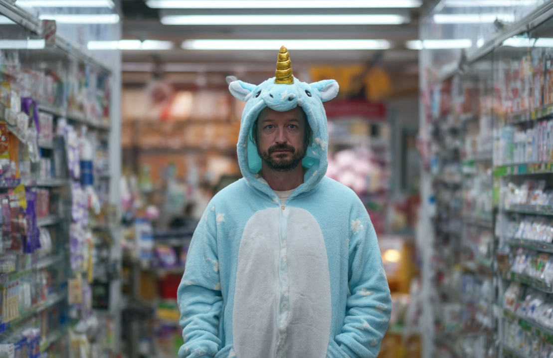 Un hombre con un body de unicornio | Fuente: Midjourney