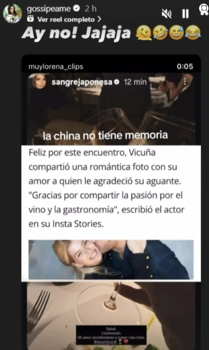 La cuenta gossipeame compartió una historia en la que mostró un mensaje que exponía la contradicción de La China Suárez | Fuente: Instagram Stories/gossipeame