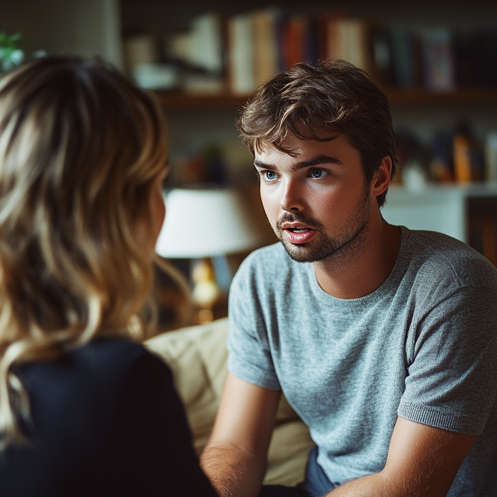 Un hombre discutiendo algo con una mujer | Fuente: Midjourney