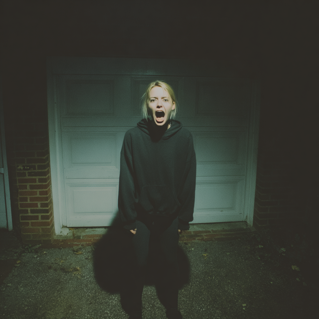 Una mujer gritando vestida de negro | Fuente: Midjourney