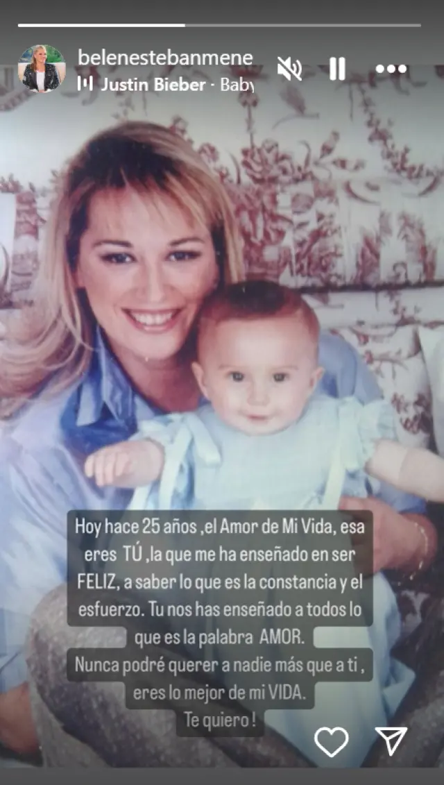Publicación de Belén Esteban en el cumpleaños número 25 de su hija Andrea Janeiro | Fuente: Instagram Stories/belenestebanmenendez