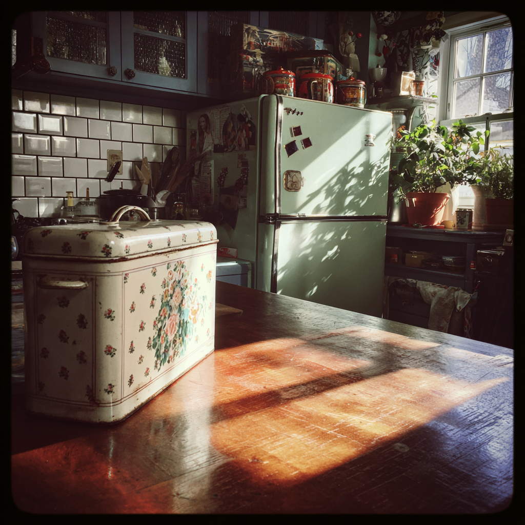 Una lata de galletas sobre una mesa | Fuente: Midjourney