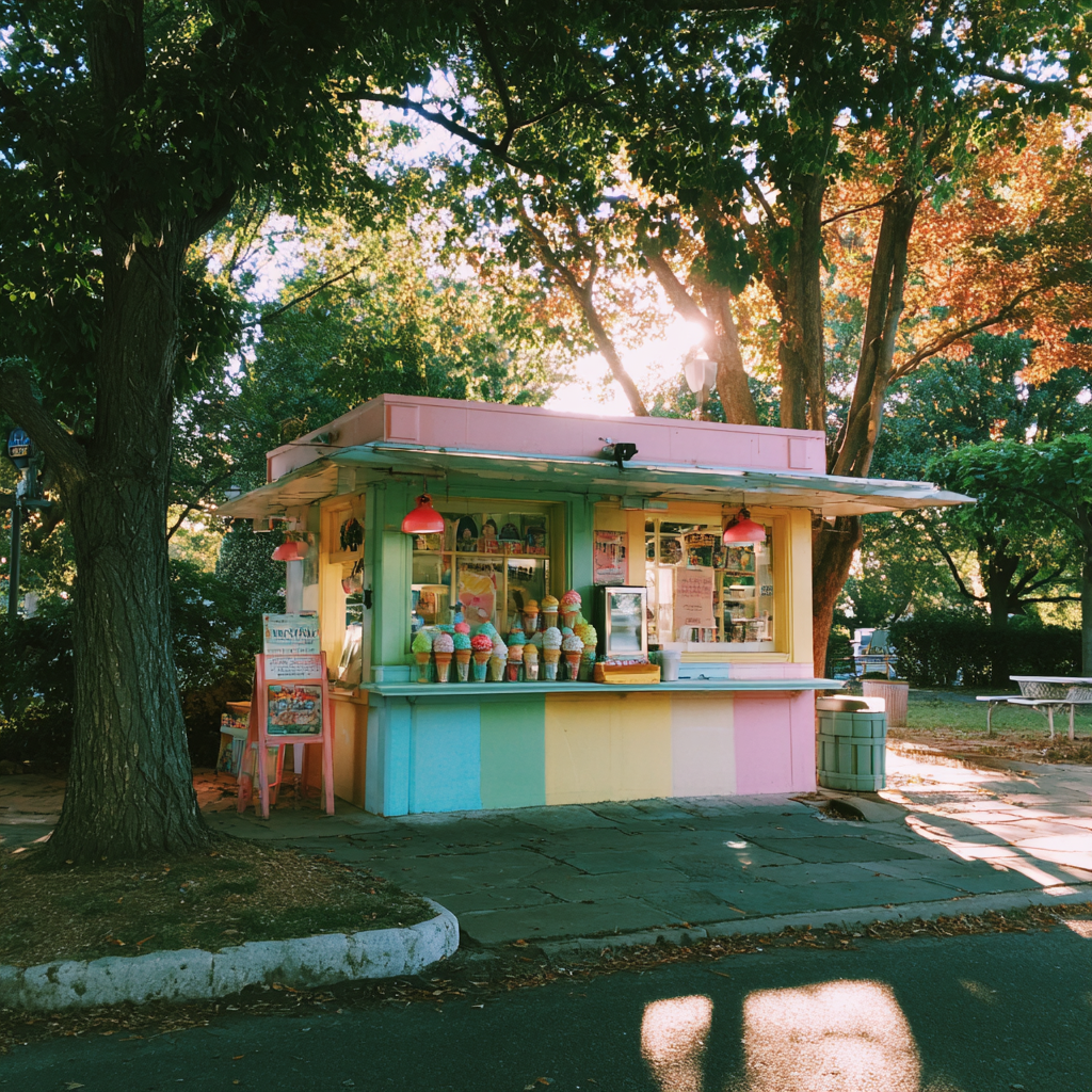 Un colorido puesto de helados | Fuente: Midjourney