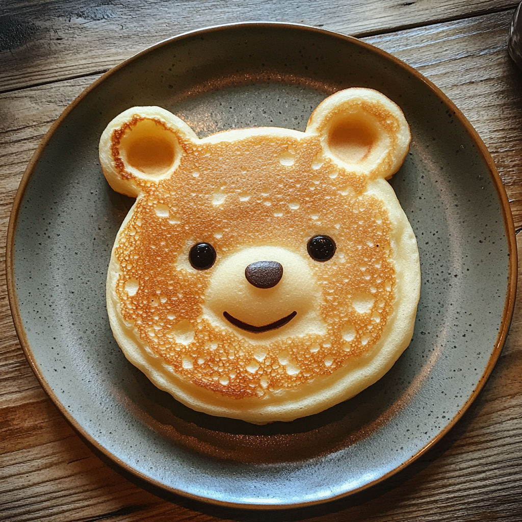 Una tortita con forma de oso en un plato | Fuente: Midjourney