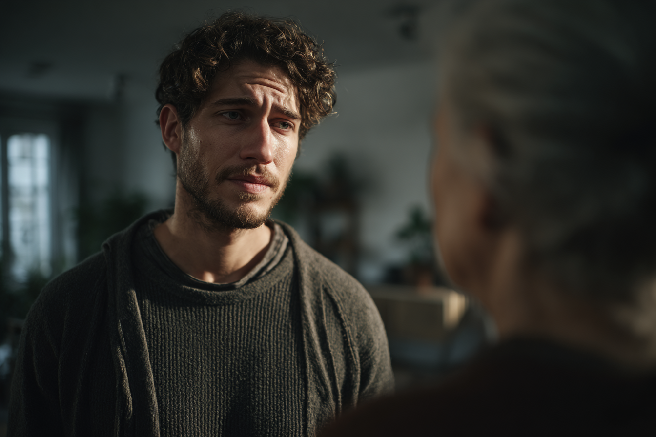 Un hombre hablando con su madre | Fuente: Pexels