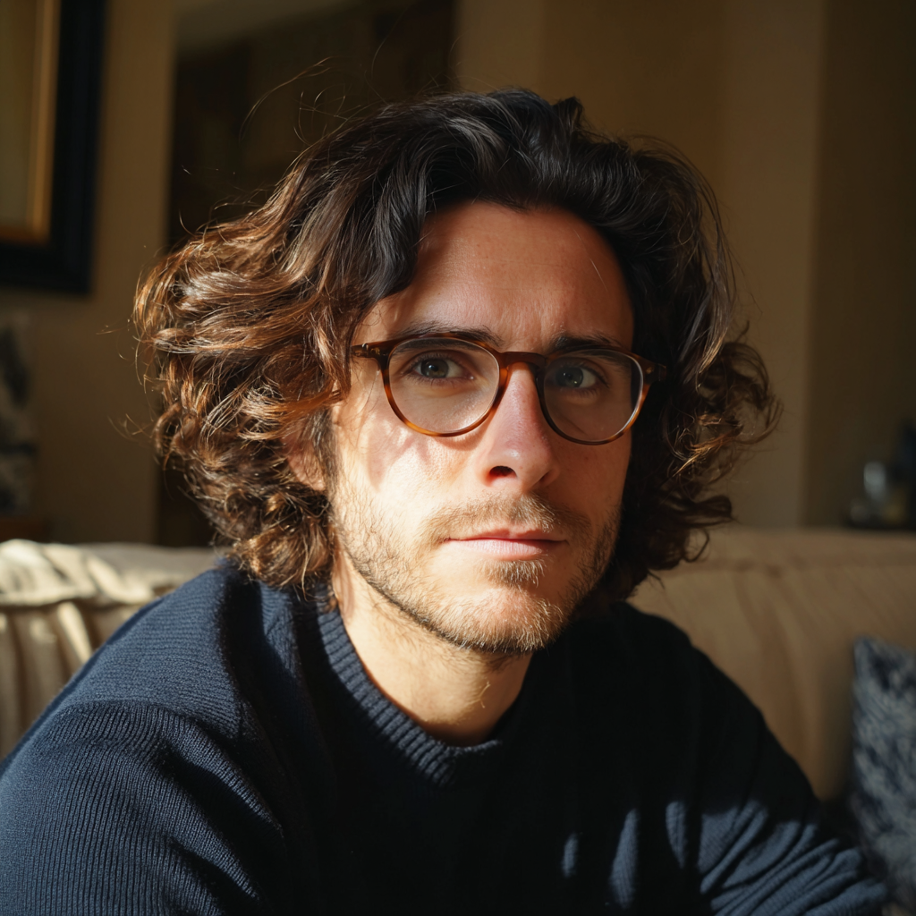 Un hombre sentado en un sofá | Fuente: Midjourney