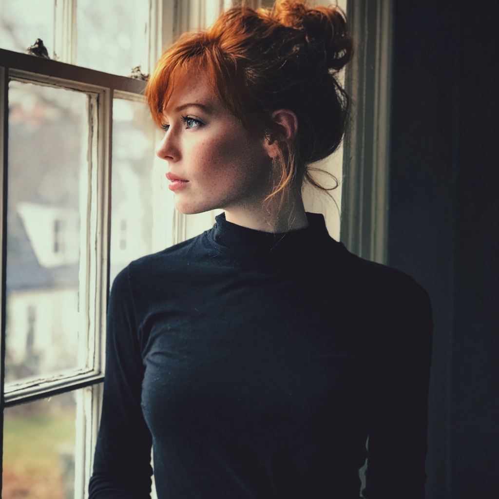 Una mujer mirando por una ventana | Fuente: Midjourney