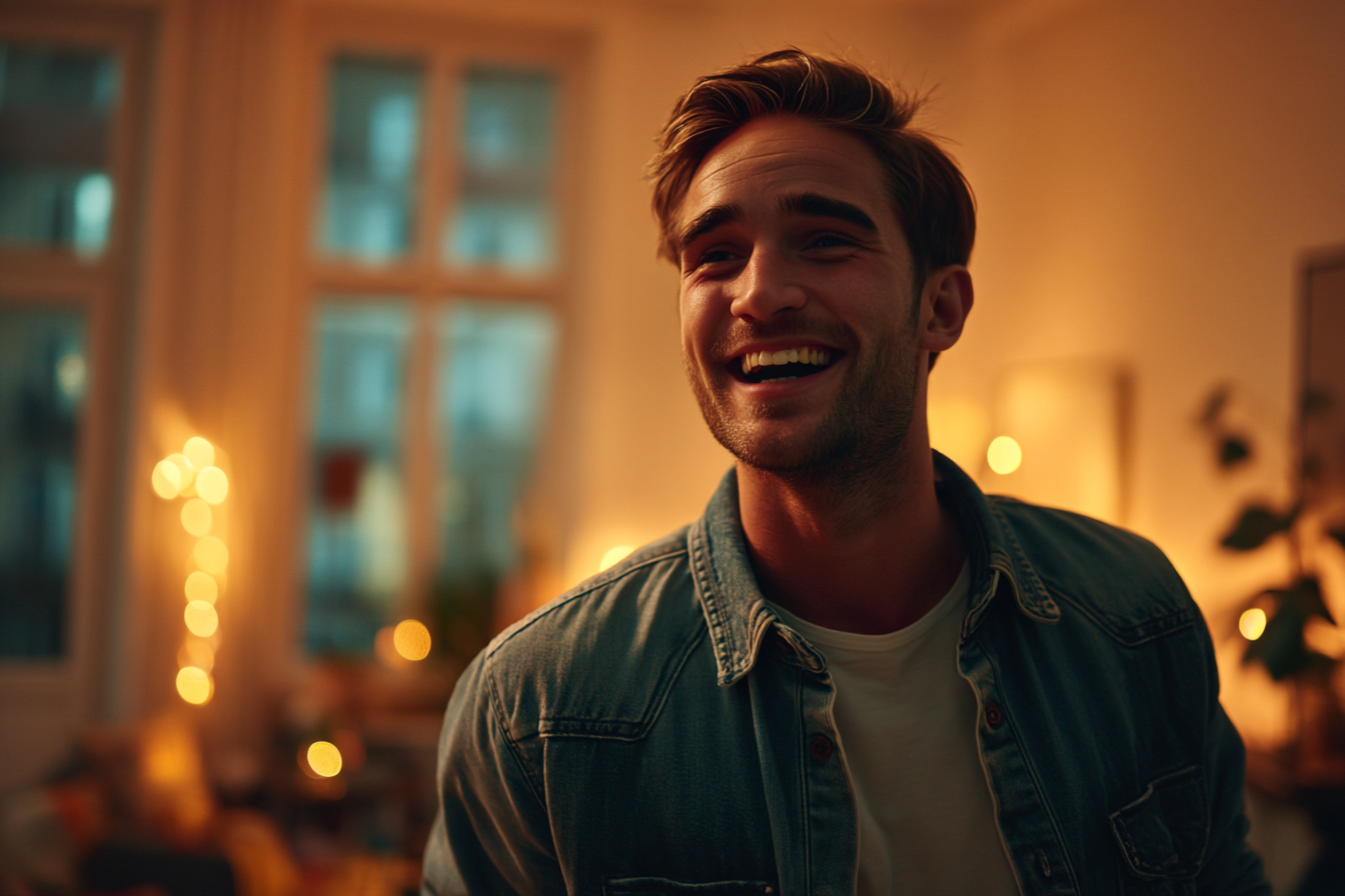 Un hombre riendo | Fuente: Midjourney
