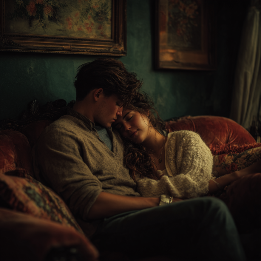 Una pareja en un sofá | Fuente: Midjourney