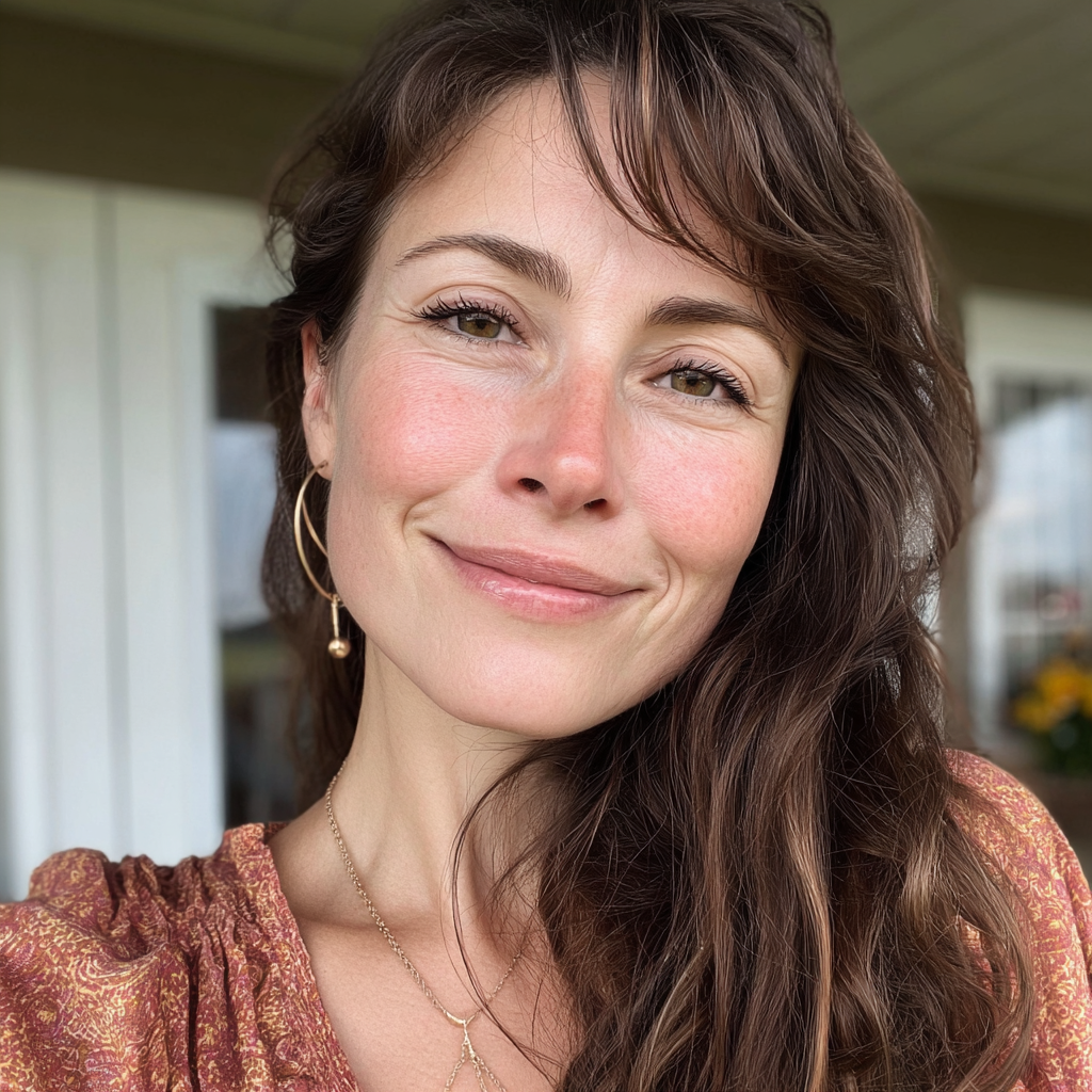 Primer plano de una mujer sonriente | Fuente: Midjourney