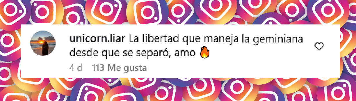 Mensaje de una persona al ver el look deGimena Accardi para su nuevo proyecto. | Fuente: Instagram/@gimeaccardi