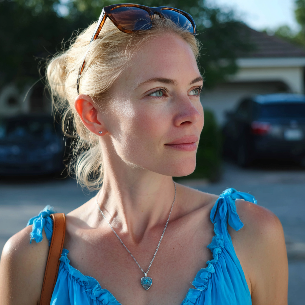 Una mujer de pie en un camino de entrada | Fuente: Midjourney