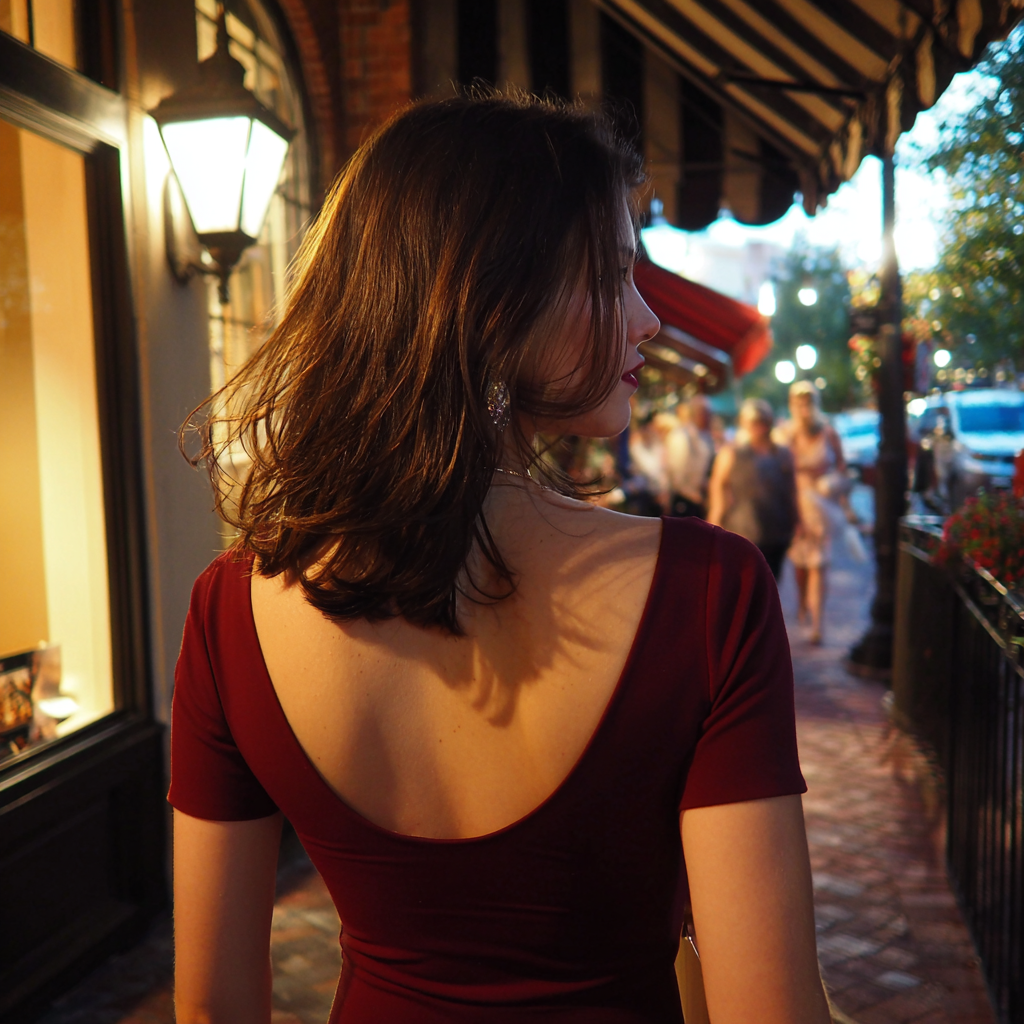 Una mujer caminando por una acera | Fuente: Midjourney