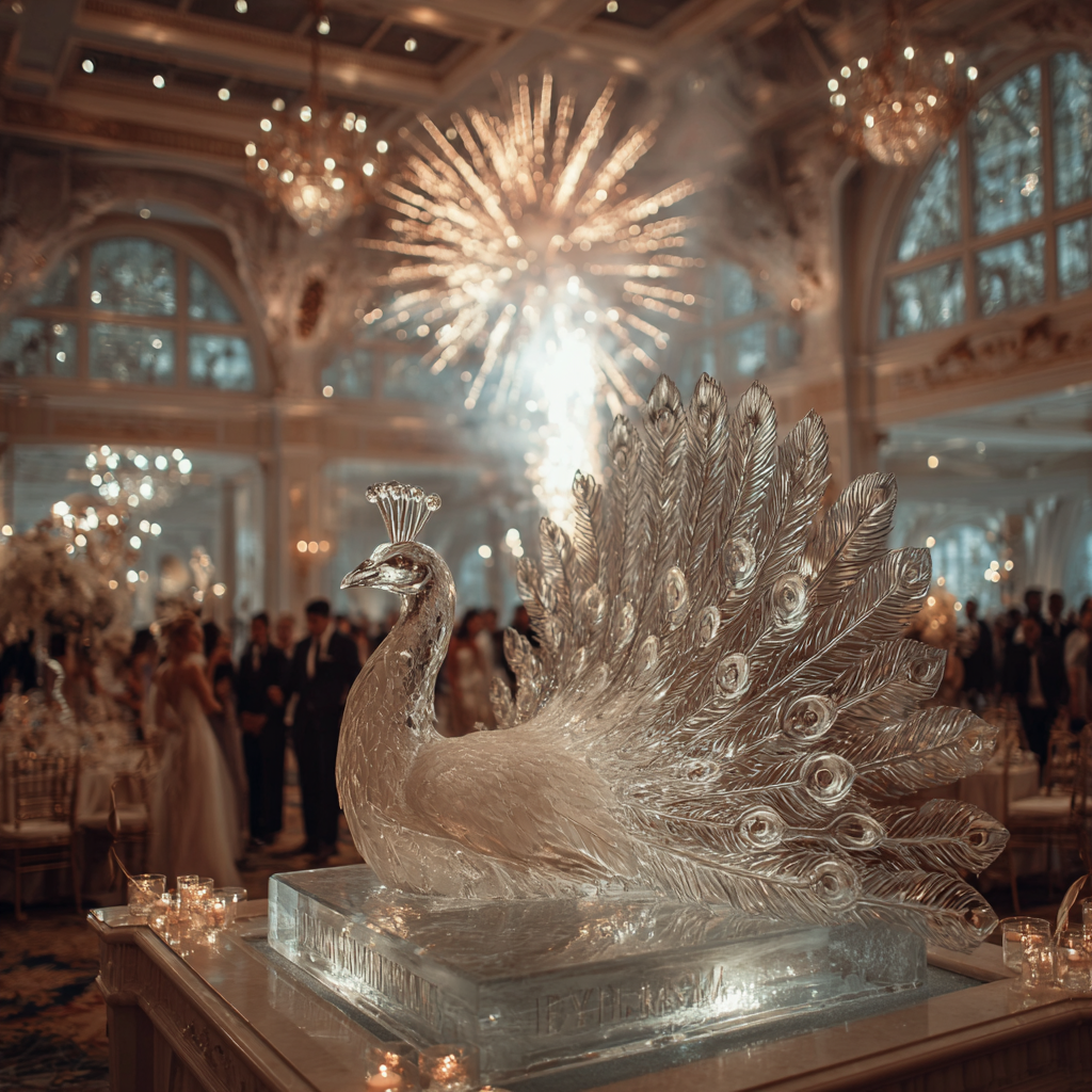 Una escultura de hielo en una boda | Fuente: Midjourney