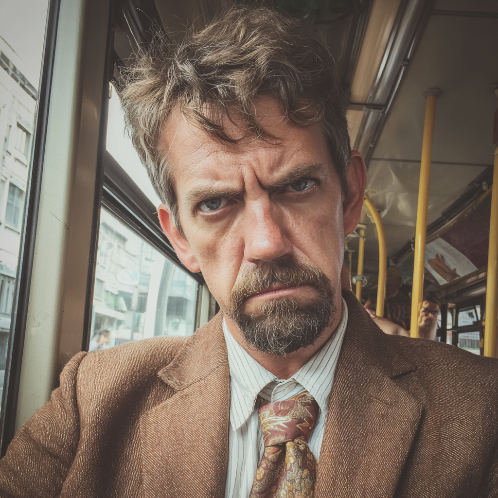 Primer plano de un hombre con el ceño fruncido | Fuente: Midjourney