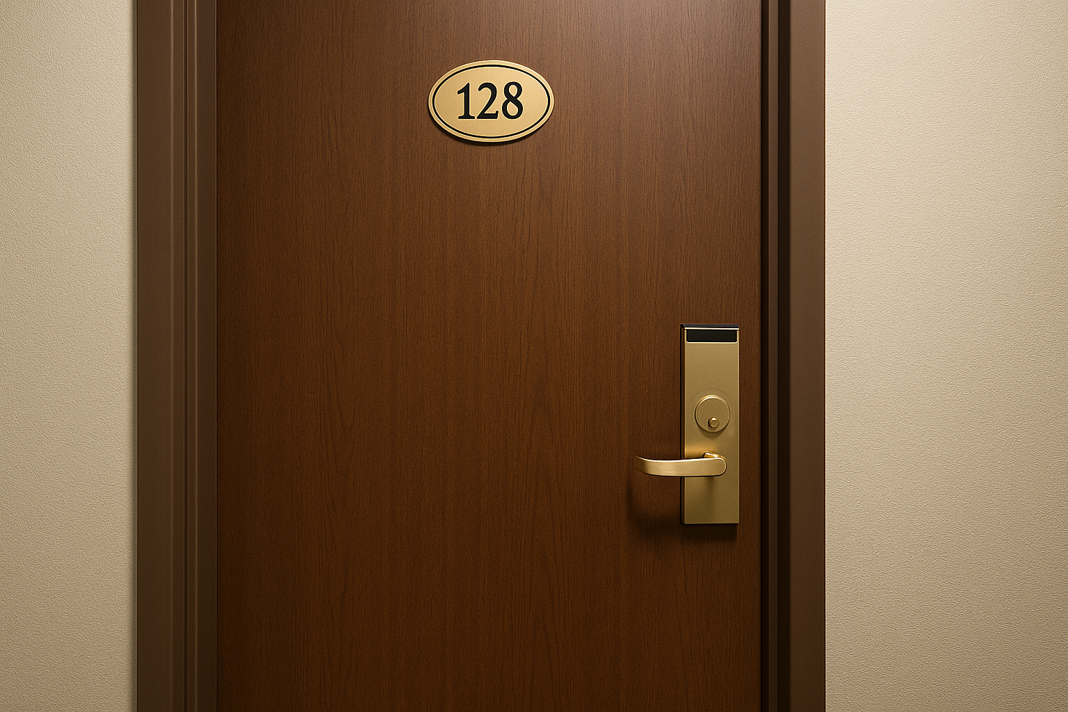 La puerta de una habitación de hotel | Fuente: Sora