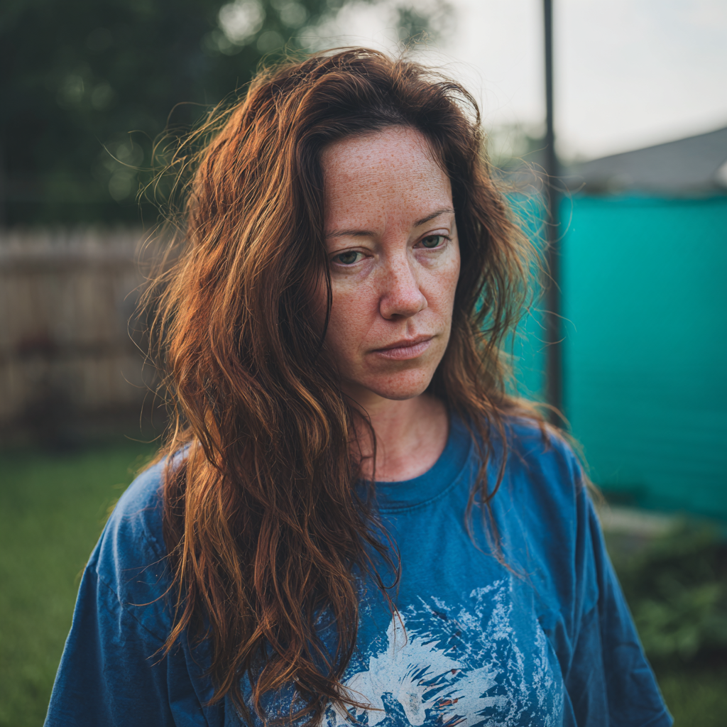 Una mujer preocupada en el exterior | Fuente: Midjourney