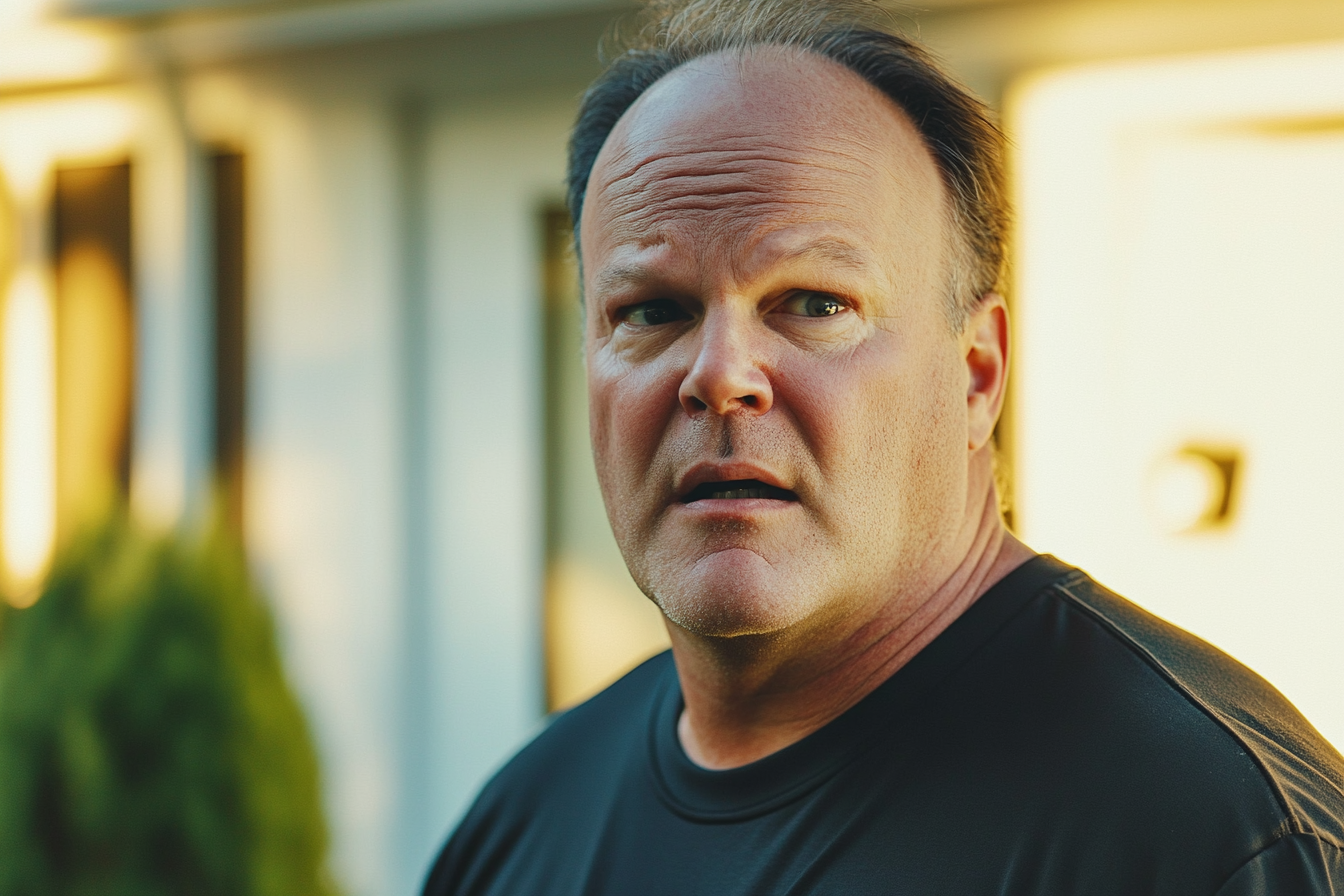 Un hombre de pie frente a su casa | Fuente: Midjourney