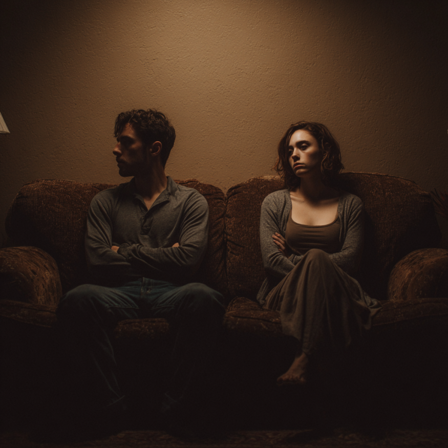 Una pareja en un sofá | Fuente: Midjourney