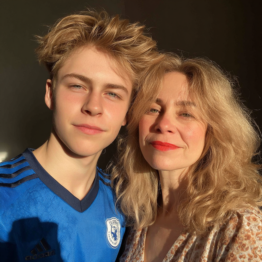 Un sonriente dúo de madre e hijo | Fuente: Midjourney