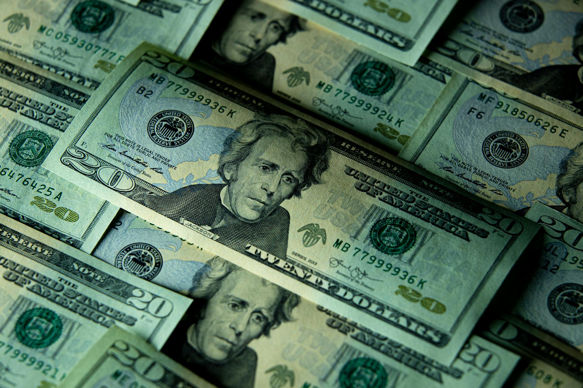 Una colección de billetes de $20 | Fuente: Pexels