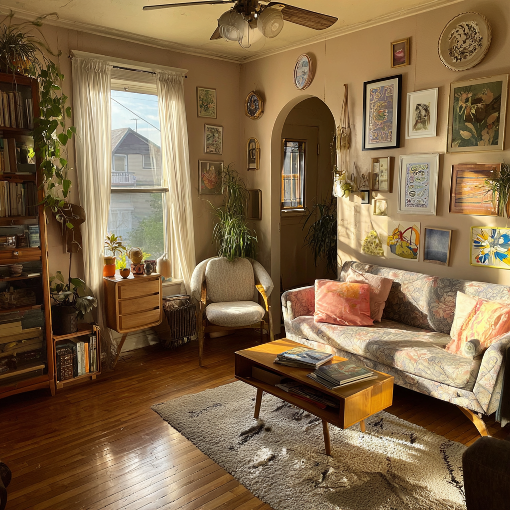 Un acogedor salón en un apartamento | Fuente: Midjourney